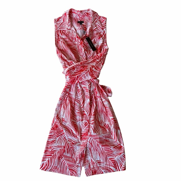 NEW Talbots Red and White Palm Print Sleeveless Dress Size 10 - Picture 2 of 10